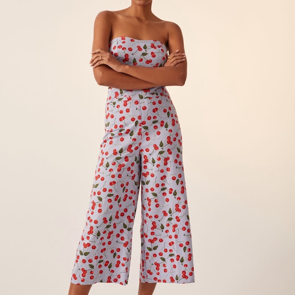 Maeve tube top and wide-leg pant set size US 00 blue motif